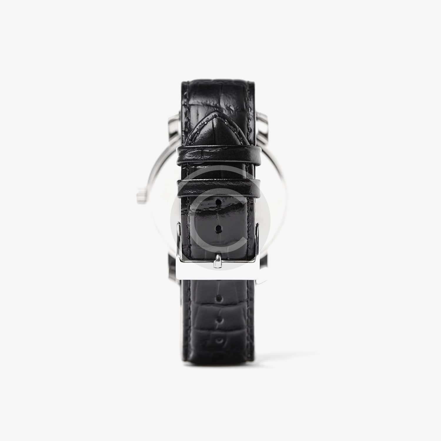 Black leather watch band